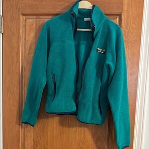 LL Bean Teal Fleece Jacket size small
